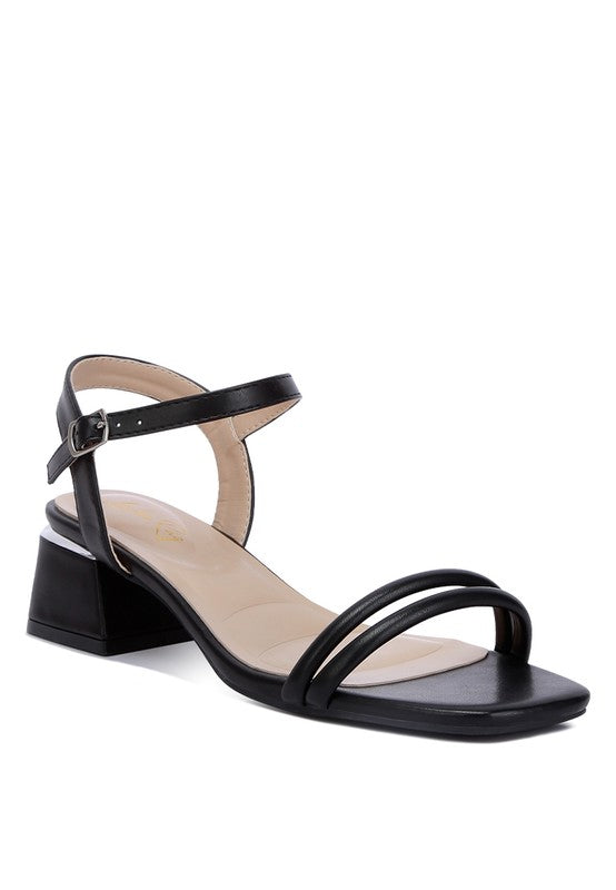 Sulein Ankle Strap Low Block Heels Black heels