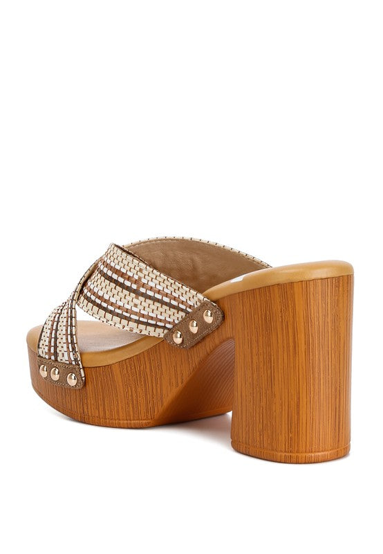 Finley Raffia High Block Heel Clogs clogs