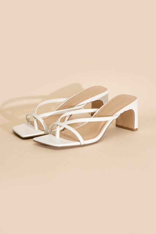 GADGET-S THONG MULE HEELS WHITE