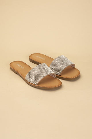 JUSTICE-S RHINESTONE SLIDES Silver