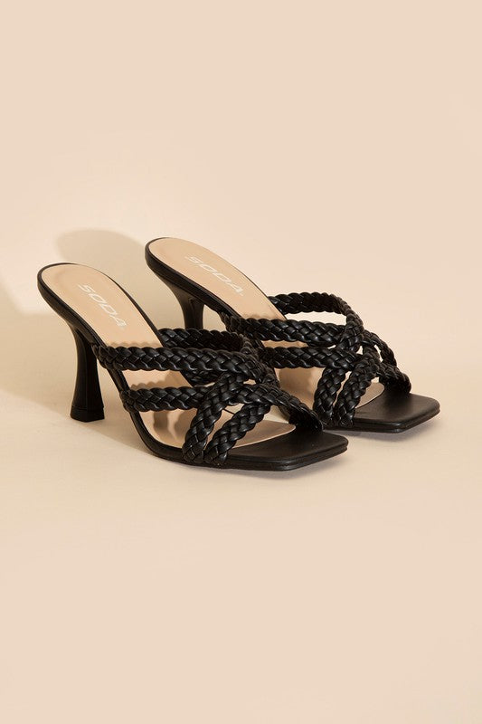 KELLAN-S DOUBLE CROSS BRAIDEDE HEELS BLACK