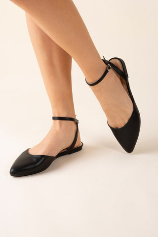 LINDEN-S ANKLE STRAP FLATS BLACK