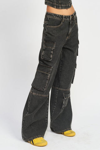 Low Rise Cargo Denim Pants Denim pants