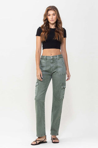 Mid Rise Straight Cargo Pocket Detail Jeans Denim pants