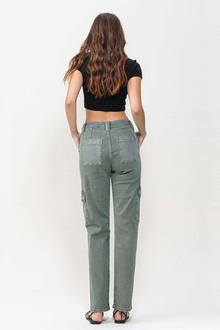 Mid Rise Straight Cargo Pocket Detail Jeans Denim pants