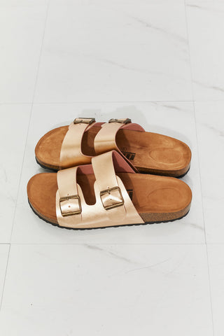 MMShoes Best Life Double-Banded Slide Sandal in Gold Sandals