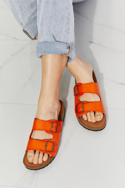 MMShoes Feeling Alive Double Banded Slide Sandals in Orange Sandals