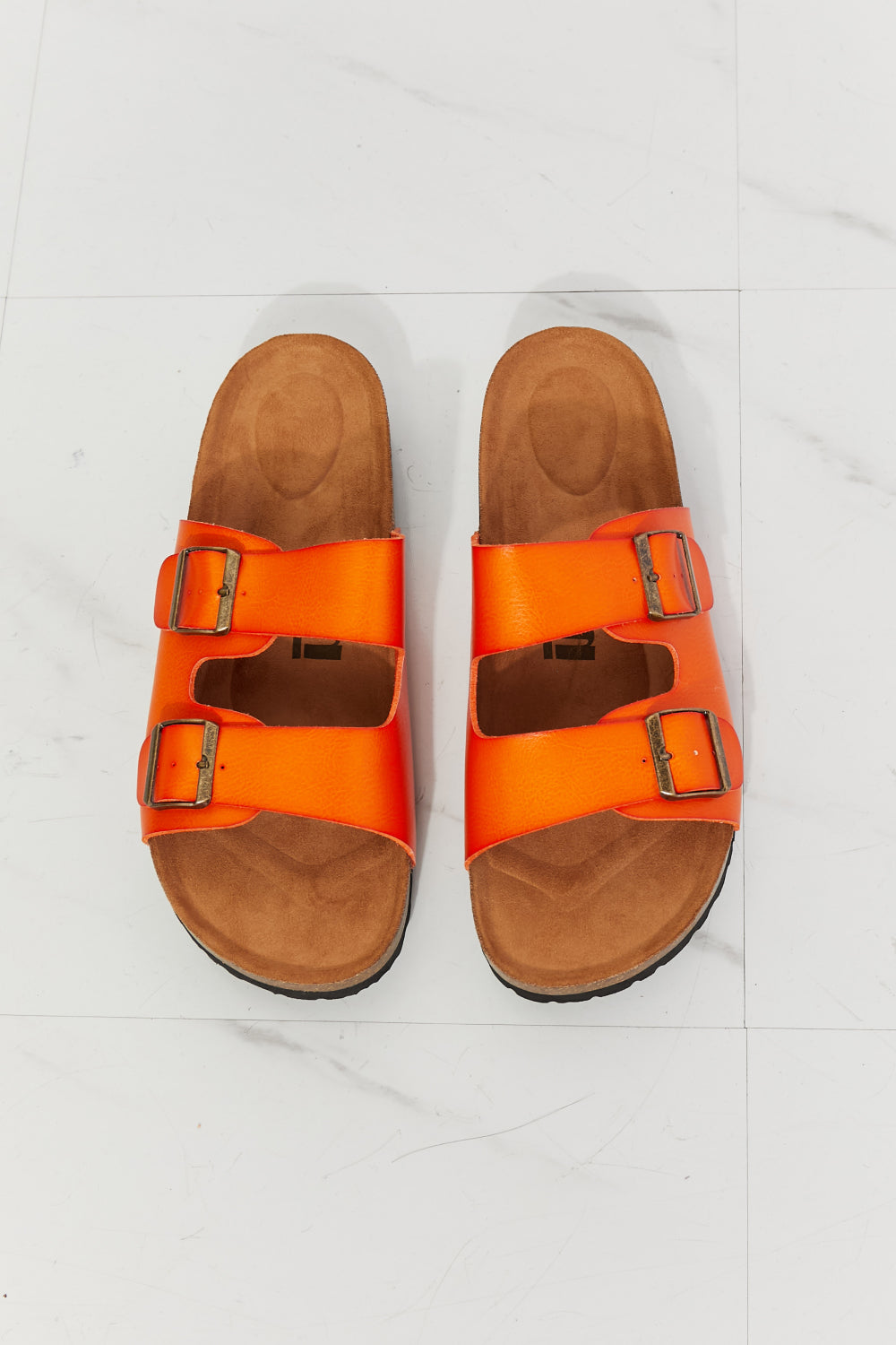 MMShoes Feeling Alive Double Banded Slide Sandals in Orange Sandals