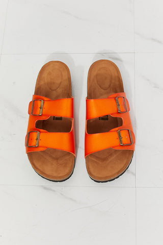 MMShoes Feeling Alive Double Banded Slide Sandals in Orange Sandals