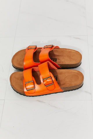 MMShoes Feeling Alive Double Banded Slide Sandals in Orange Sandals