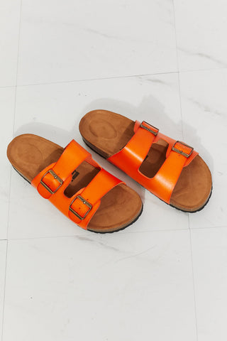 MMShoes Feeling Alive Double Banded Slide Sandals in Orange Sandals