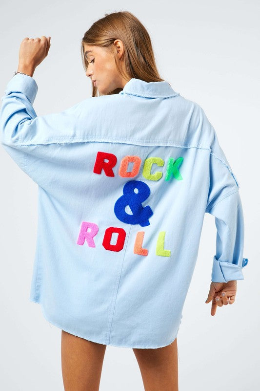 MULTI COLOR LETTERS FRINGED HEM DETAIL SHIRT shirt