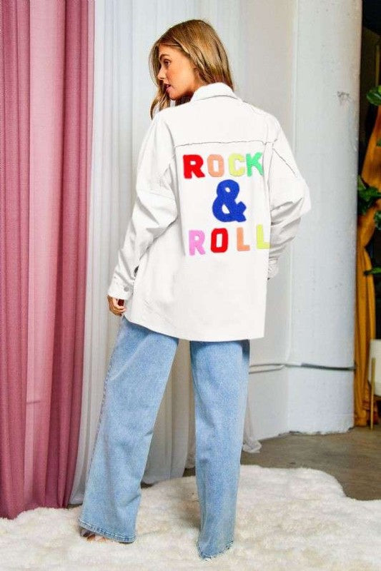 MULTI COLOR LETTERS FRINGED HEM DETAIL SHIRT shirt