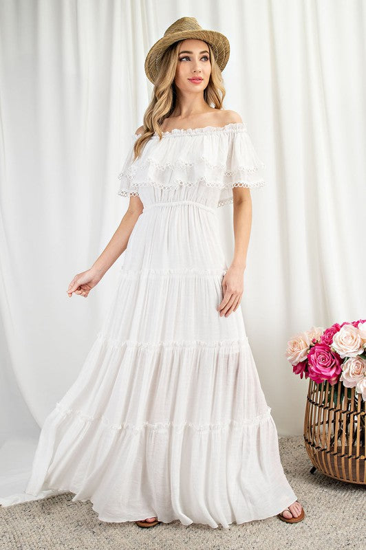 Off Shoulder Ruffle Maxi Dress Dress