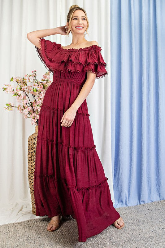 Off Shoulder Ruffle Maxi Dress Dress