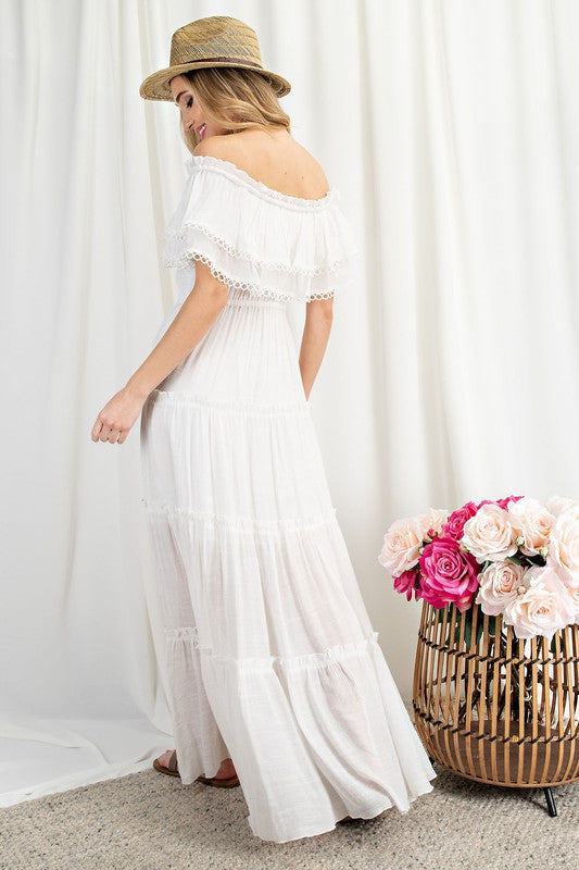 Off Shoulder Ruffle Maxi Dress Dress