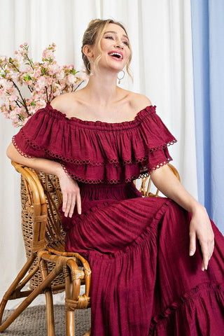 Off Shoulder Ruffle Maxi Dress Dress