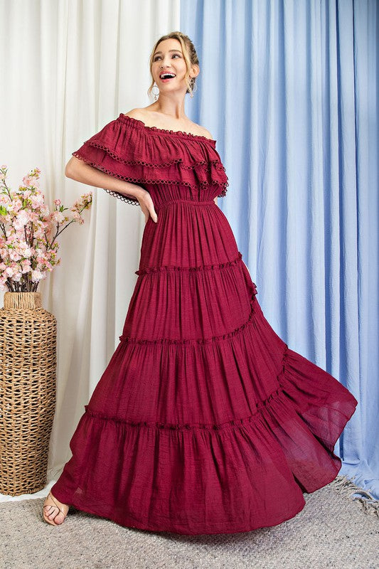 Off Shoulder Ruffle Maxi Dress Dress