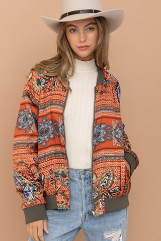 Reversible Satin Paisley Bomber Jacket Jacket