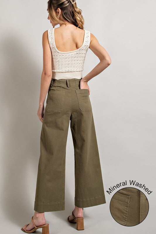 Soft Washed Wide Leg Pants Pants