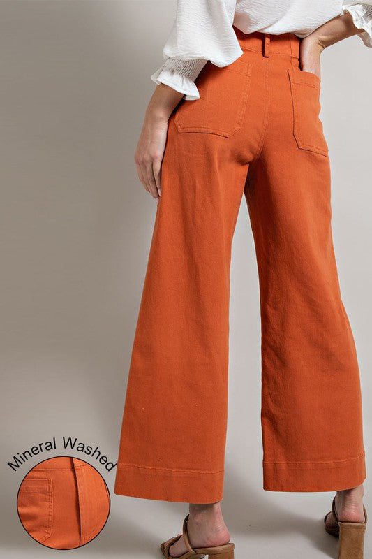 Soft Washed Wide Leg Pants Pants