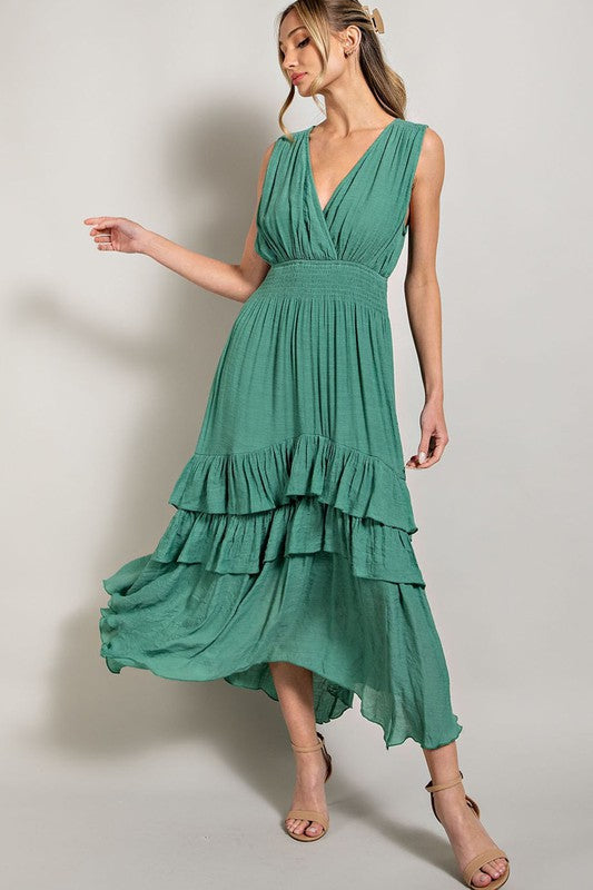 V Neck Ruffle Maxi Dress Dress