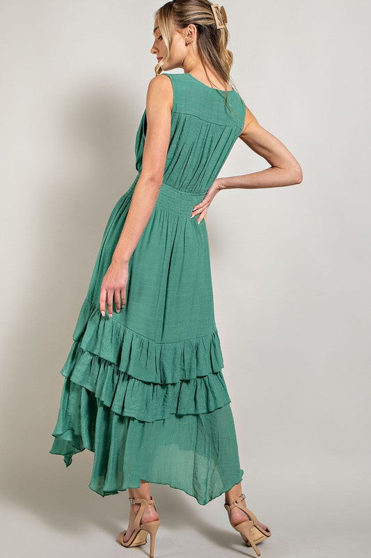 V Neck Ruffle Maxi Dress Dress