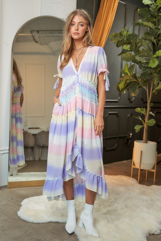 Spring Summer Maxi Dress LILAC MULTI Dress