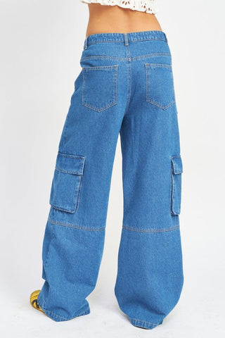 Wide Leg Cargo Denim Pants Denim pants