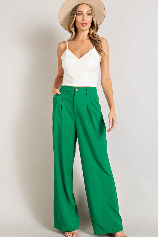 Wide Leg Pants KELLY GREEN Pants