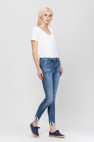 HIGH RISE ANKLE SKINNY HEM DETAILS Jeans