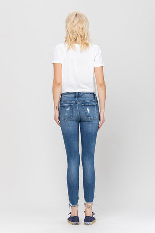 HIGH RISE ANKLE SKINNY HEM DETAILS Jeans