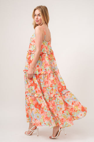 And The Why Floral Ruffled Tiered Maxi Cami Dress Dress