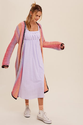 Multi Color Gradation Long Knit Open Cardigan cardigan