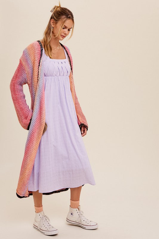 Multi Color Gradation Long Knit Open Cardigan cardigan