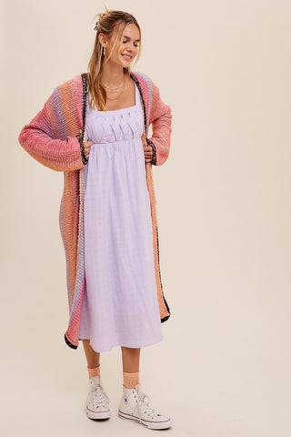 Multi Color Gradation Long Knit Open Cardigan cardigan