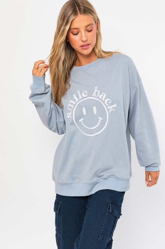 Smile Back Oversized Sweatshirt LT BLUE sweatshirt