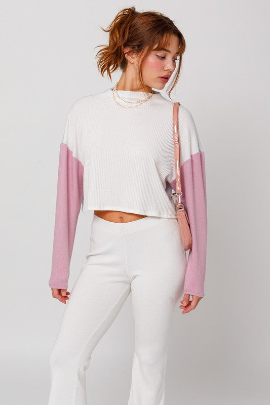 Long Sleeve Contrast Top Top