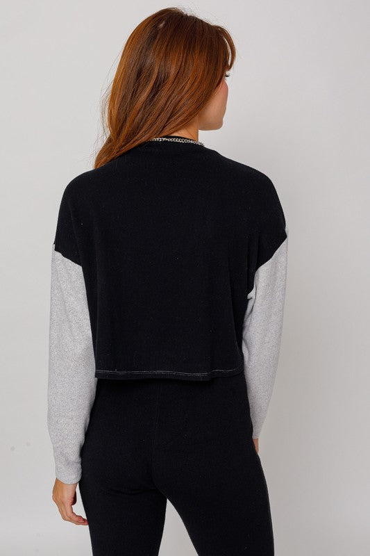 Long Sleeve Contrast Top Top