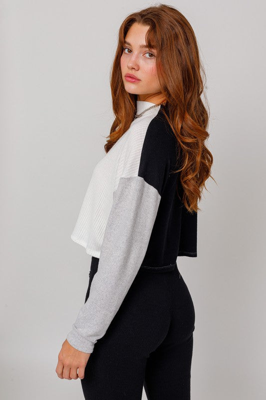 Long Sleeve Contrast Top Top