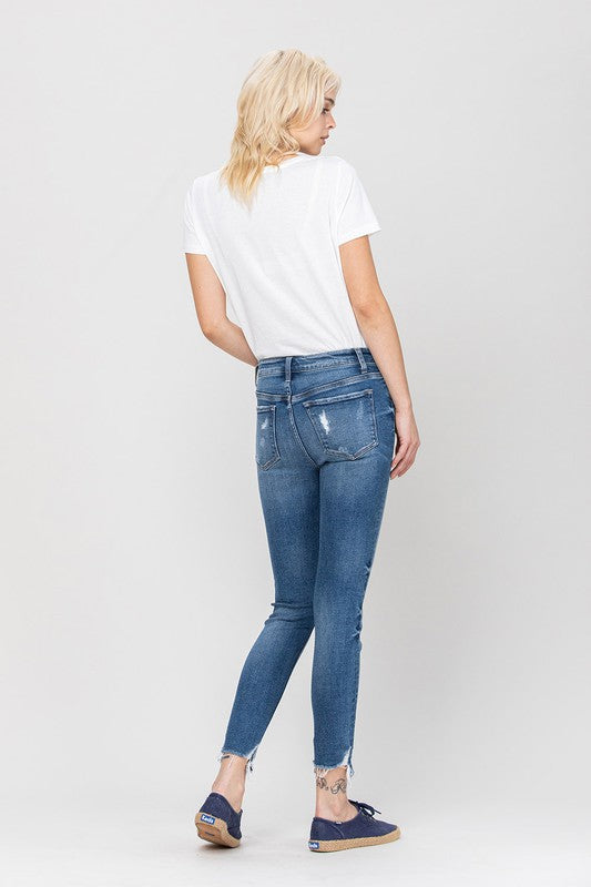 HIGH RISE ANKLE SKINNY HEM DETAILS Jeans