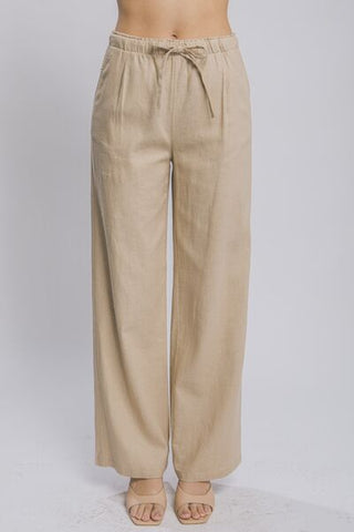 LOVE TREE Drawstring Wide Leg Pants with Pockets Pants