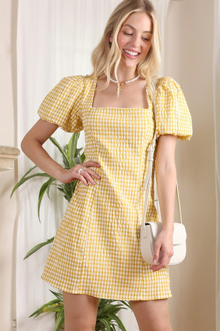 Gingham back strap dress Yellow gingham Dress