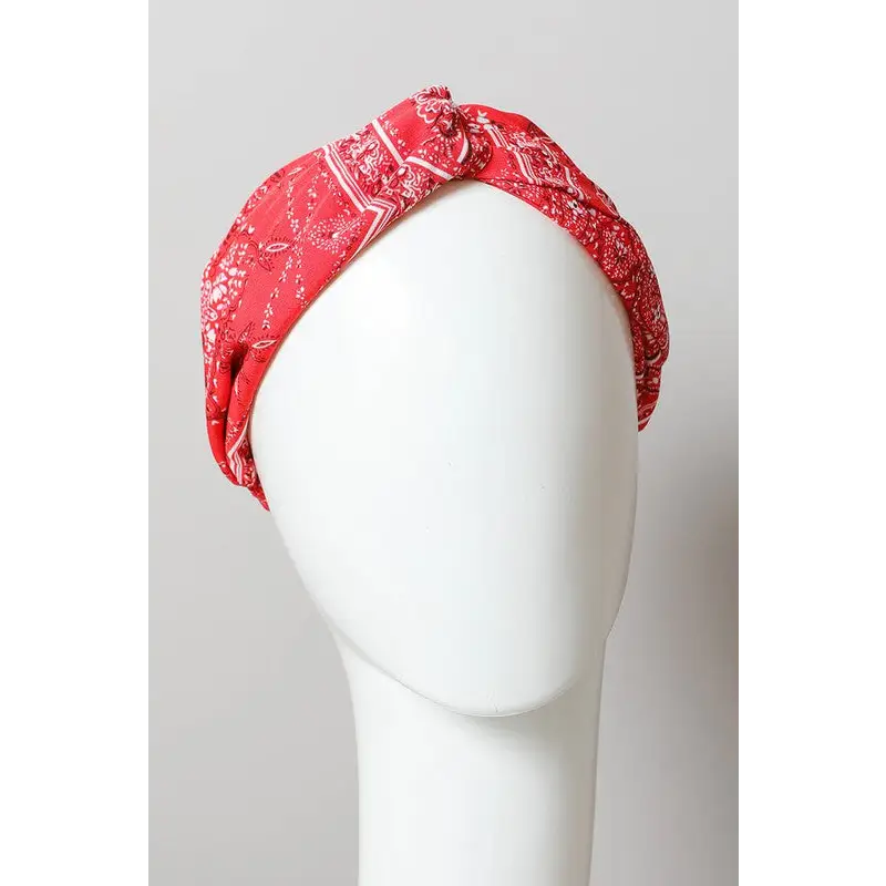 Block Paisley Twist Headwrap Red Default Hair Accessories