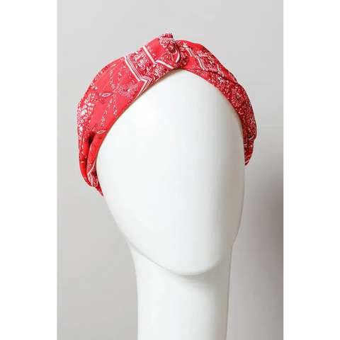Block Paisley Twist Headwrap Red Default Hair Accessories