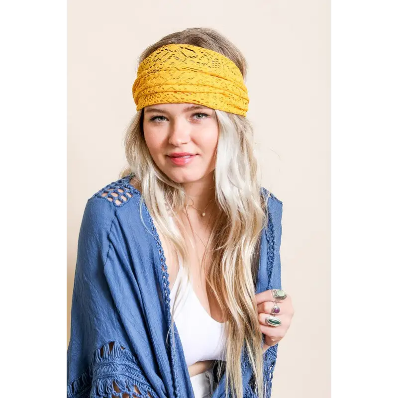 Bohemian Lace Stretch Headwrap Sunburst Default Hair Accessories