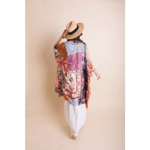 Boho Floral Patchwork Kimono Kimono Cardigan