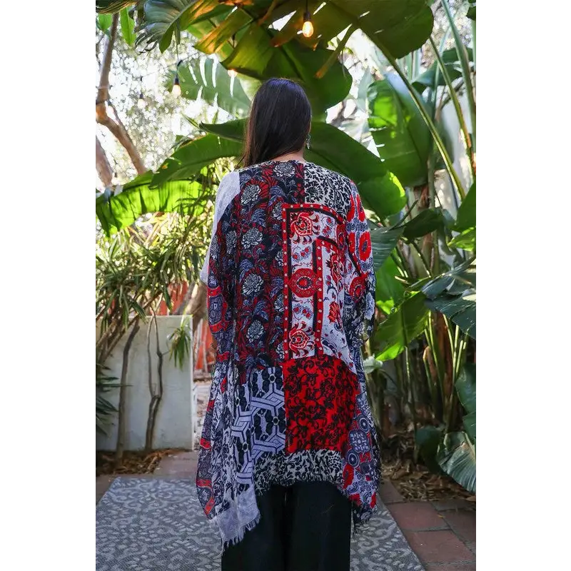 Boho Floral Patchwork Kimono Kimono Cardigan