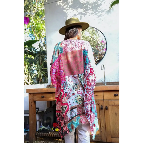 Boho Floral Patchwork Kimono Kimono Cardigan