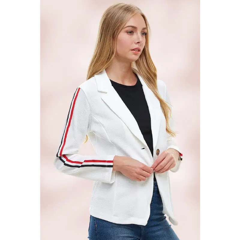 Bullet With Button and Stripe Tape Blazer Jacket Blazer